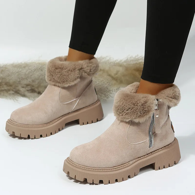 Diane Comfortable Warm Winter Boots - Khaki