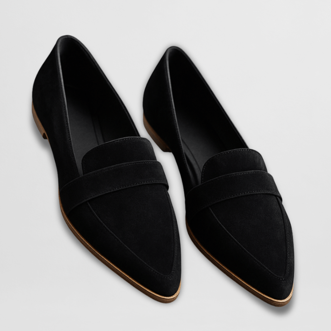 Rose Soft Suede Loafers - Black