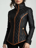 Marie | Diamond Quilted Winter Jacket - Black - 1