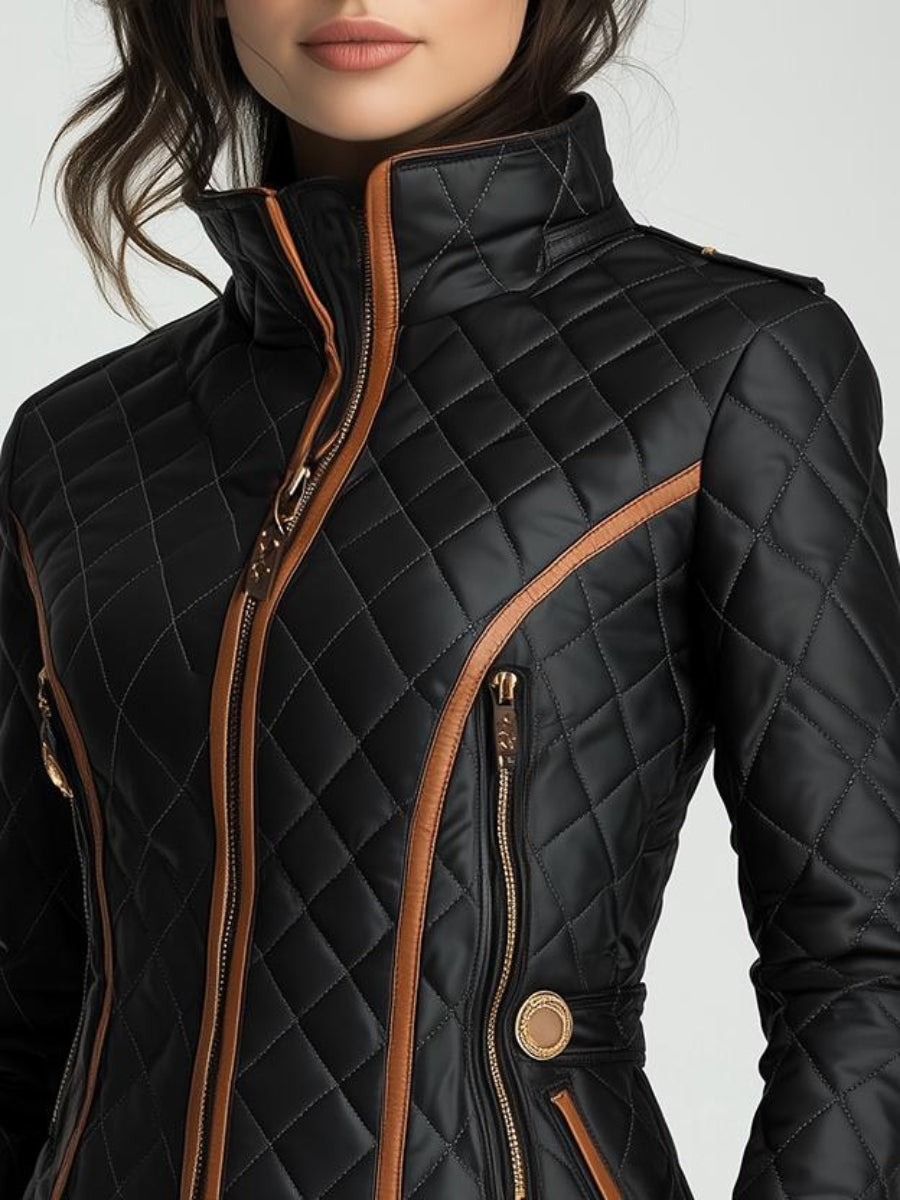 Marie | Diamond Quilted Winter Jacket - Black - 2