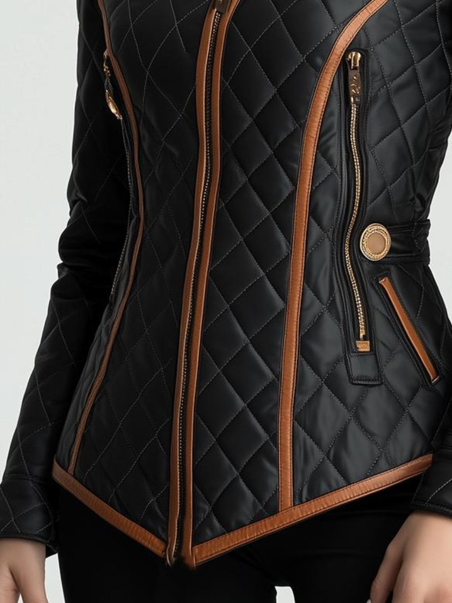 Marie | Diamond Quilted Winter Jacket - Black - 3