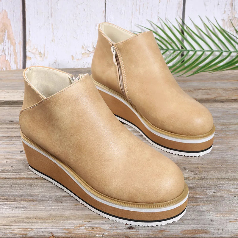 Ruth | Side-Zip Wedge Ankle Boots