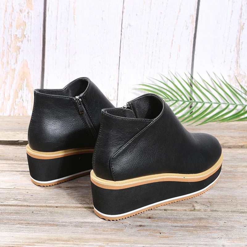 Ruth | Side-Zip Wedge Ankle Boots