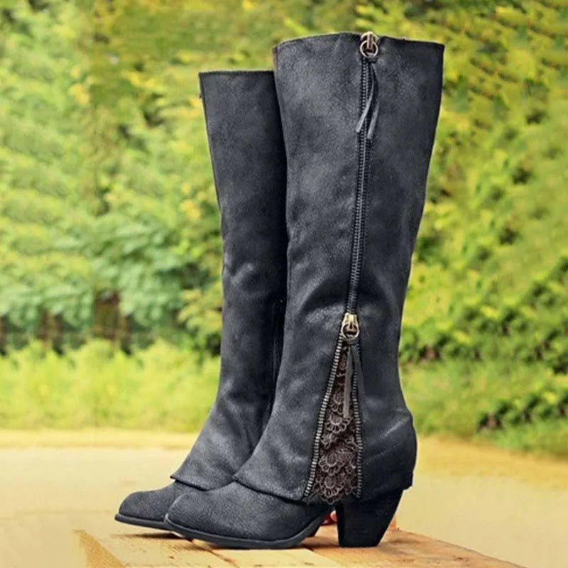 Knee high boots in black
