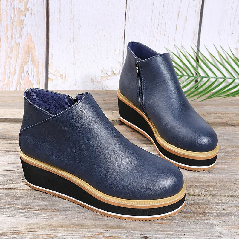 Ruth | Side-Zip Wedge Ankle Boots