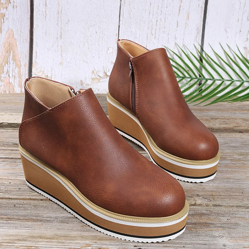 Ruth | Side-Zip Wedge Ankle Boots