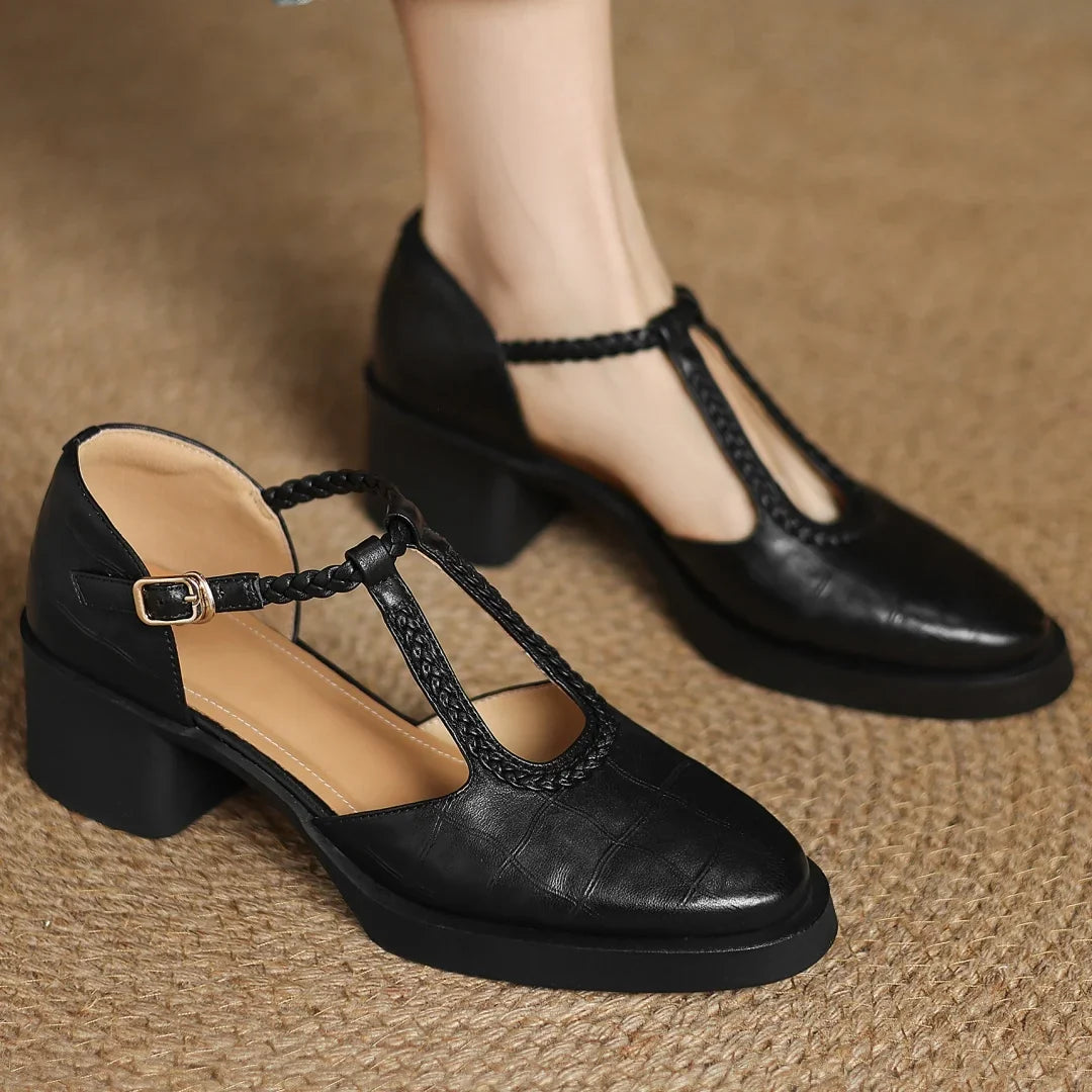 Judith Elegant T-Strap Mid-Heel Shoes 3