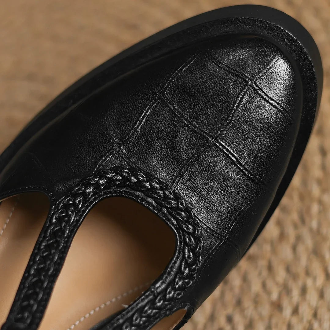 Judith Elegant T-Strap Mid-Heel Shoes Black