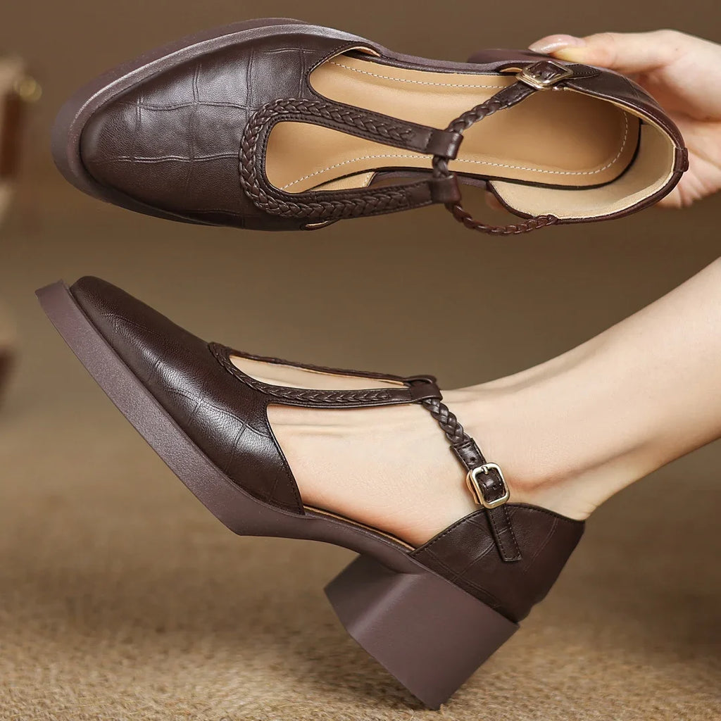 Judith Elegant T-Strap Mid-Heel Shoes 1
