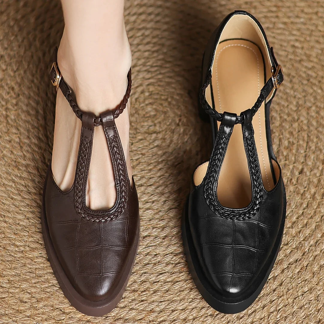Judith Elegant T-Strap Mid-Heel Shoes 2