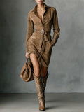 Joyce | Suede Midi Dress