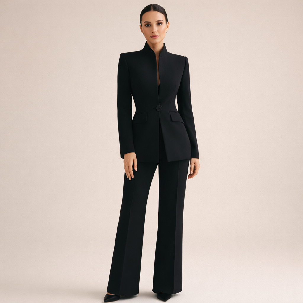 Victoria | Tailored Wide-Leg Suit Set - Black
