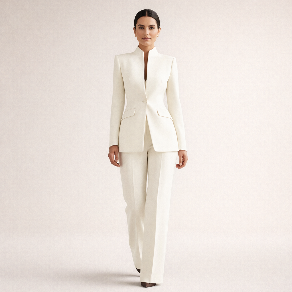 Victoria | Tailored Wide-Leg Suit Set - White