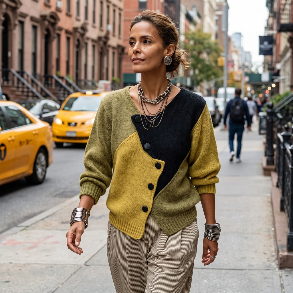 Christine | Color-Block Knit Sweater - styled