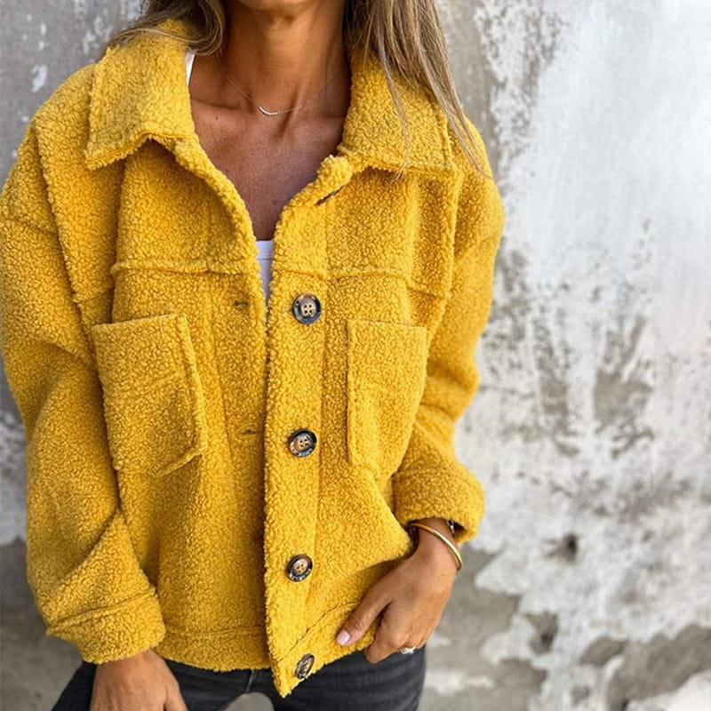 Laura | Stylish Fall Coat - Yellow