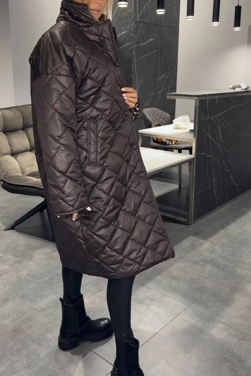Rose Reversible Quilted Coat with Leopard Print