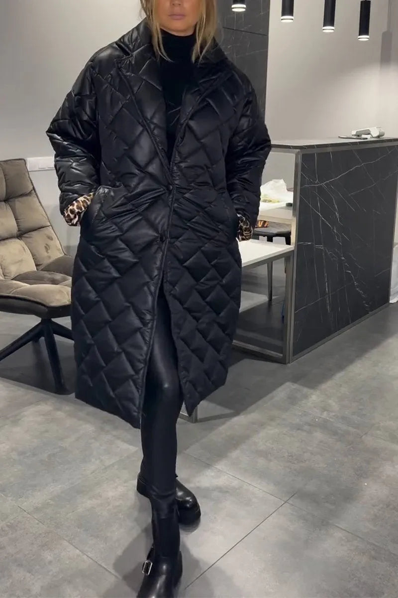 Rose Reversible Quilted Coat with Leopard Print