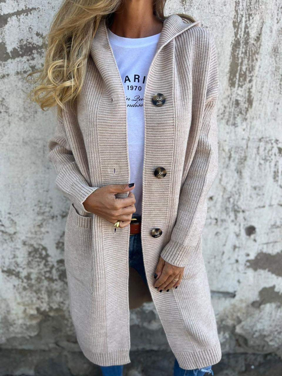 Elegant Versatile Long Cardigan in Beige