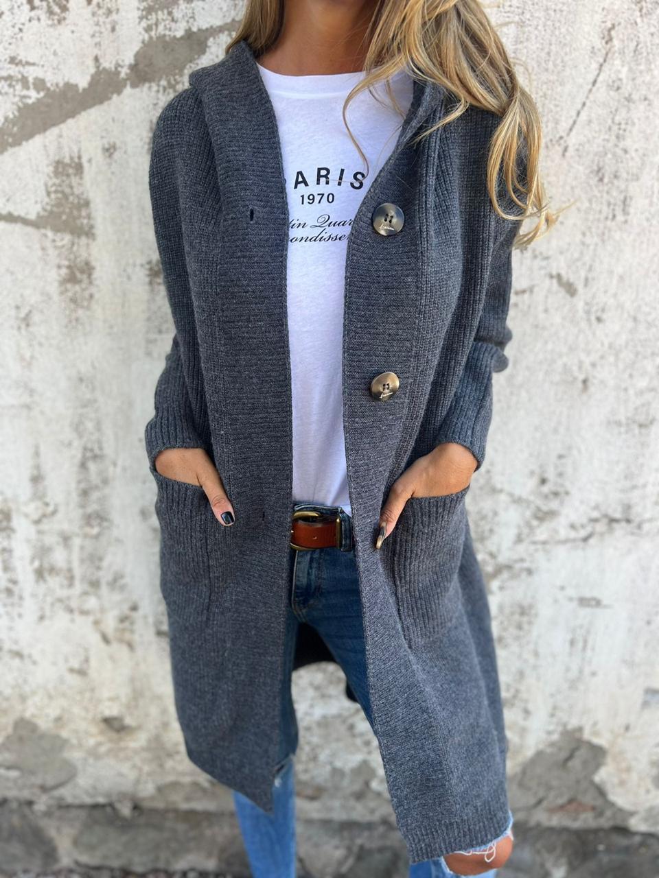 Elegant Versatile Long Cardigan in Gray