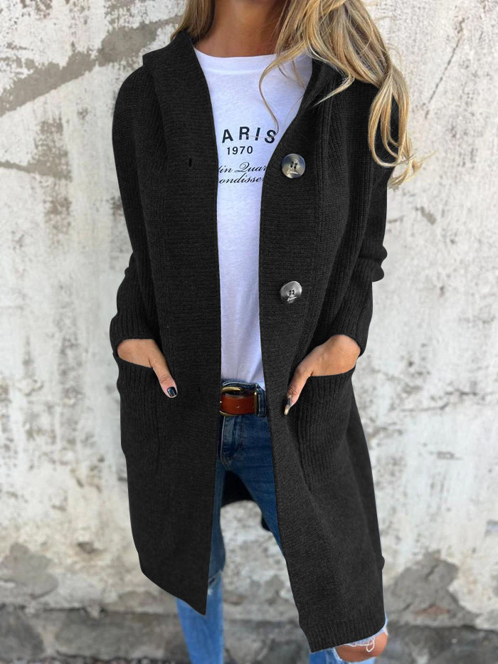 Elegant Versatile Long Cardigan in Black