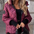 Diamond quilted puffer jacket in rose red